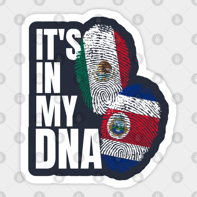 Costa Rican Plus Mexican DNA Mix Flag Heritage Gift Sticker by Just Rep It!!